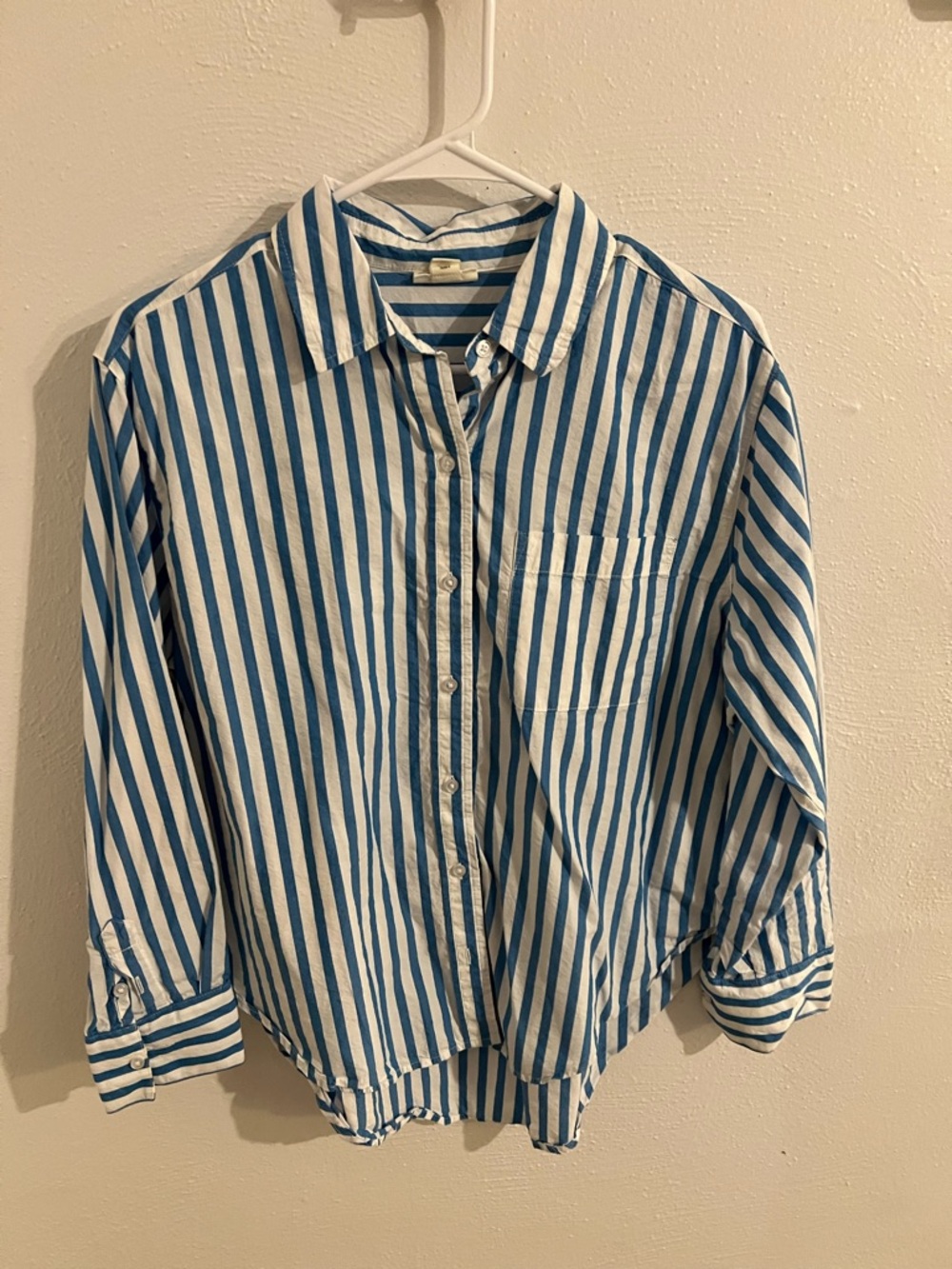 a.n.a Blue and White Stripe Button-Down Shirt